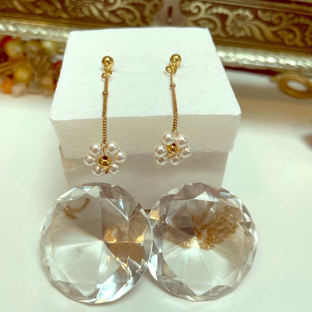 Gold filled and pearl earrings